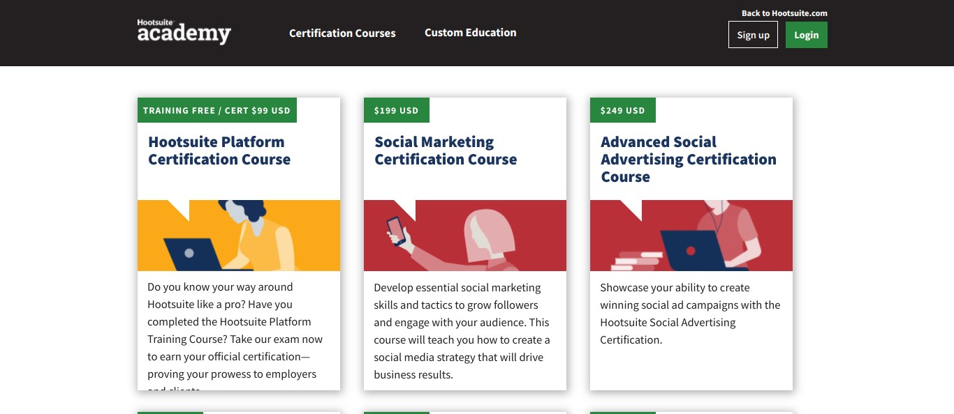 A screenshot of Hootsuite courses