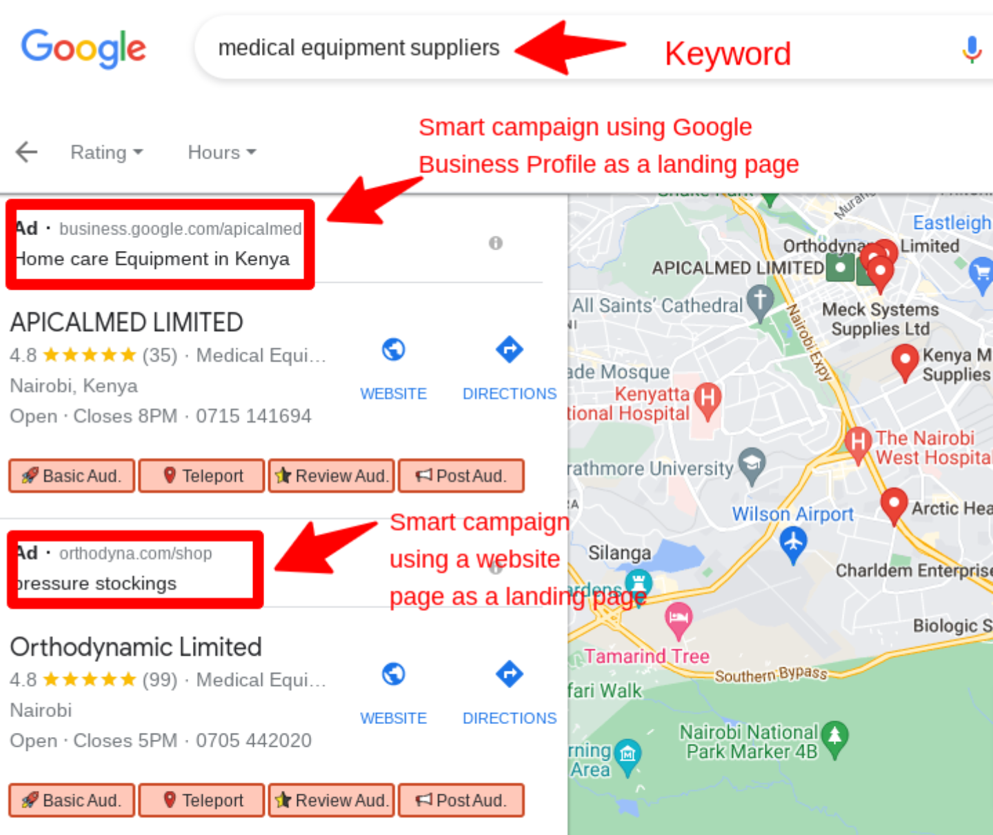 Smart campaigns showing on Google maps