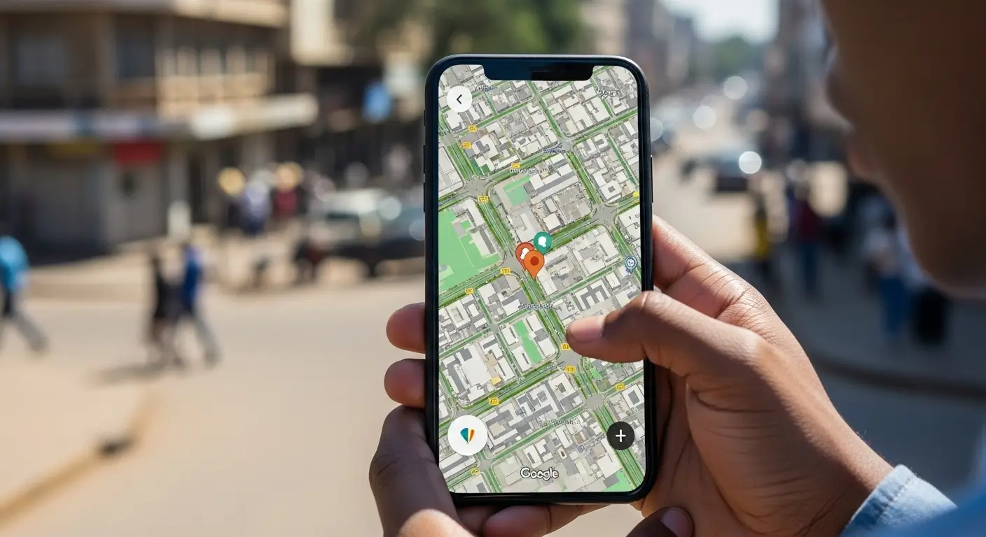 Google Maps Kenya screen showing no business locations visible for a local search